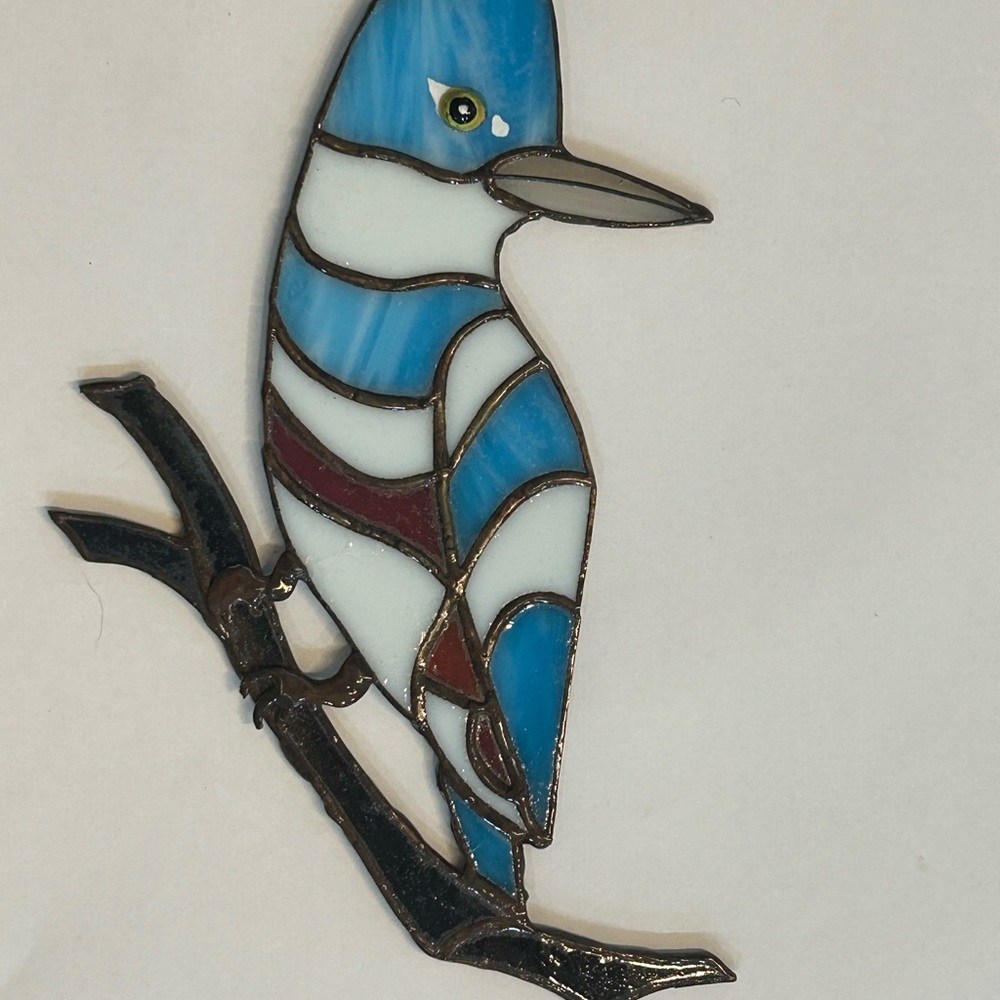 Stained Glass Blue Bird Ornament